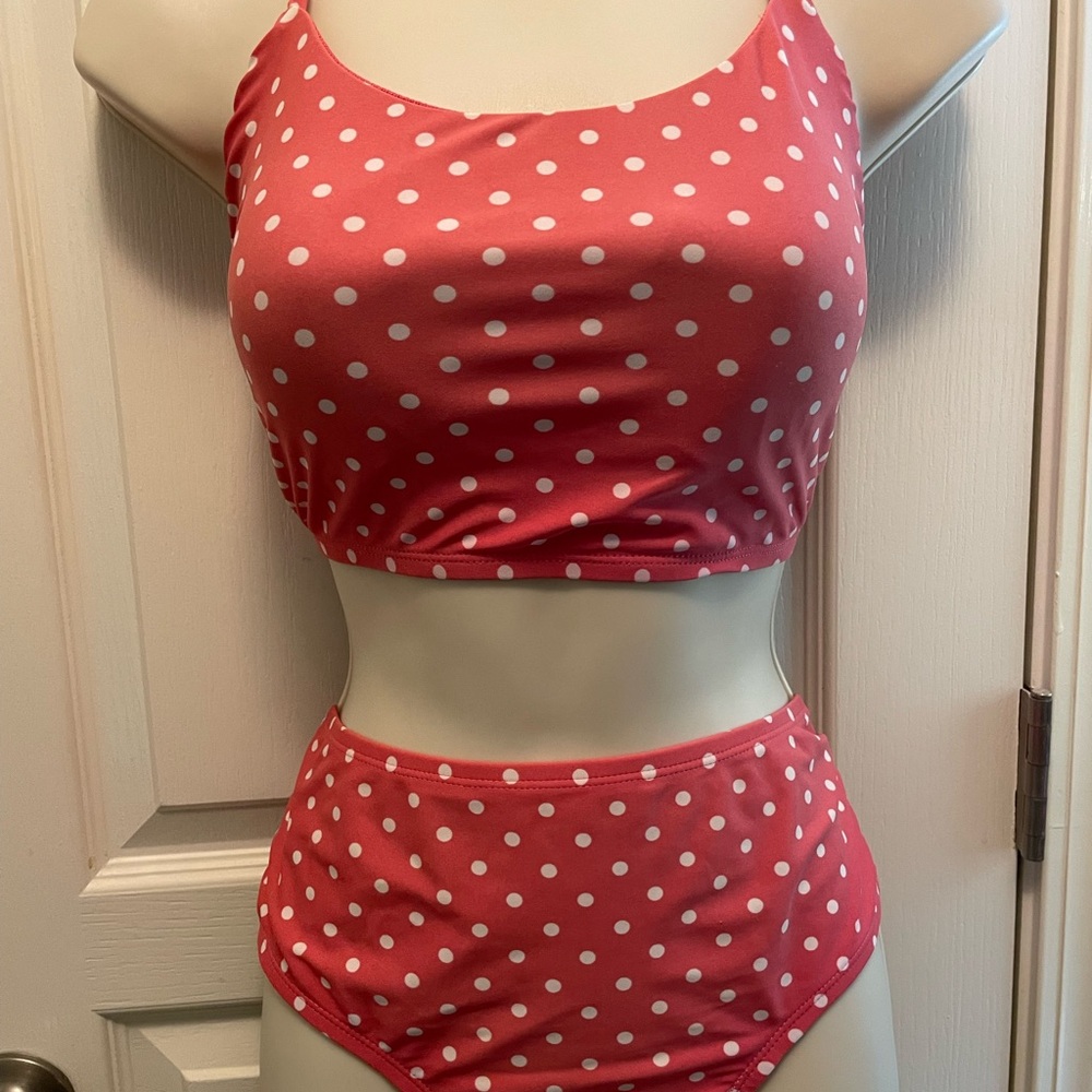 Time and Tru Coral Polka Dot Swimwear